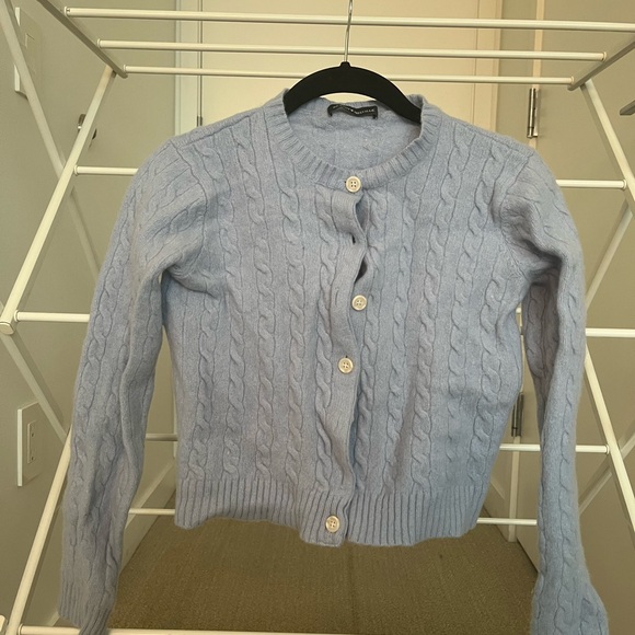 Brandy Light Blue Cable Knit Sweater - Picture 4 of 4